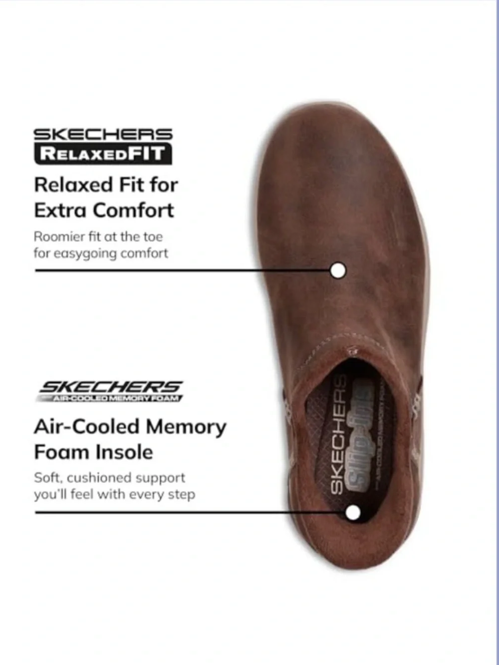Skechers Slip-ins Easy Going Modern Hour Womens 8.5 Chocolate Brown Shoes NWOT